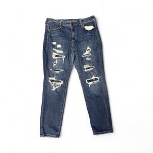 American Eagle Outfitters Blue Ripped Distressed Jeans Womens Size 16 Short